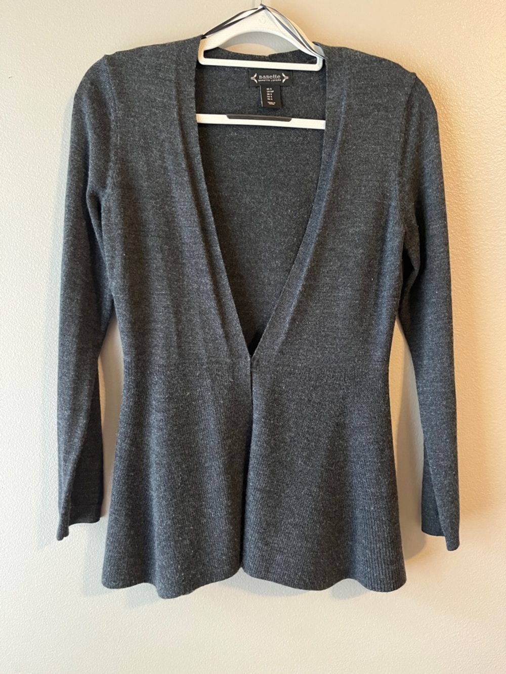 Nannette Charcoal Gray Open-Front Women's Cardigan